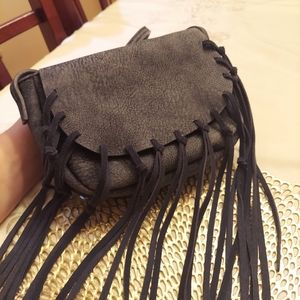 Street Level Blue Crossbody Fringe Bag